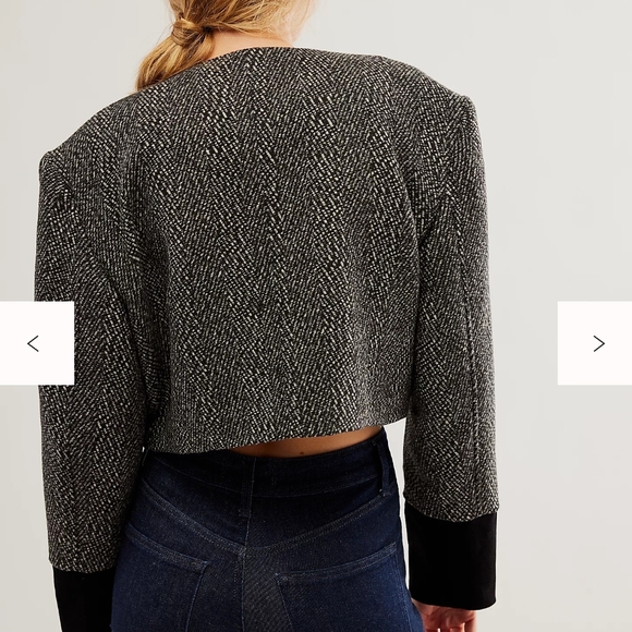 Free People Women's Layers  Crop‎ Fit Tweed Jacket XL - Picture 5 of 14